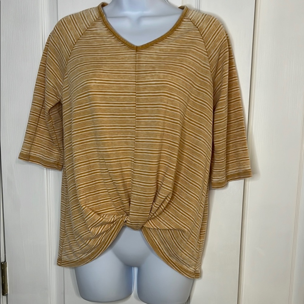 Mustard Yellow and White striped top by Silverwear.